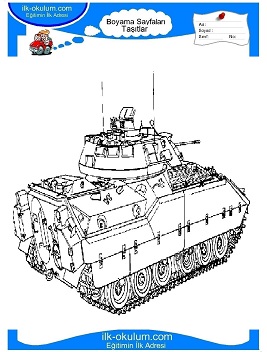 Çocuklar İçin Tank Boyama Sayfaları 